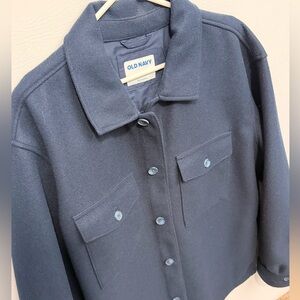 Old Navy Dark Navy Button-Front Wool Shirt Jacket Size XL